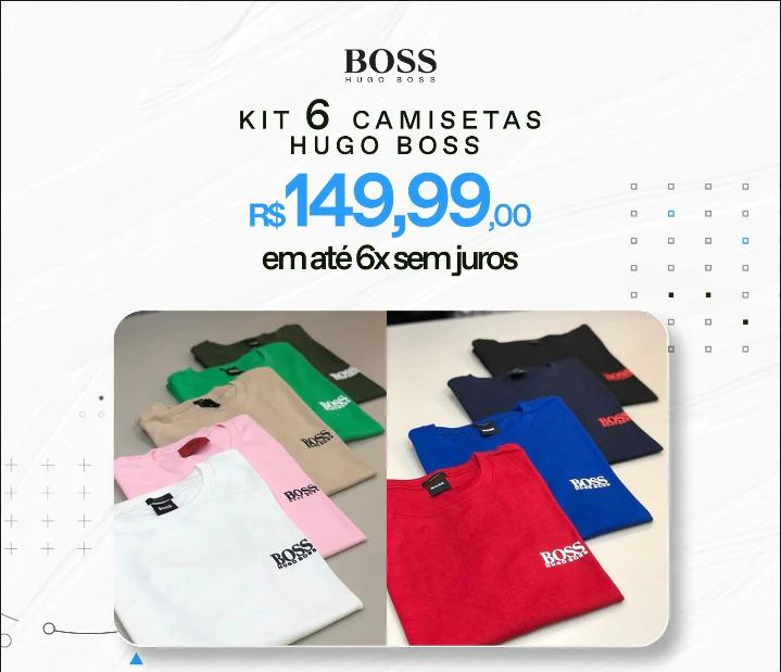 Promocional KIT 6 Camisetas Hugo Boss