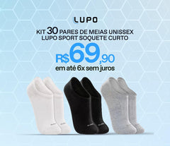 Promocional KIT 30 meias LUPO Sport Unissex Cano Alto